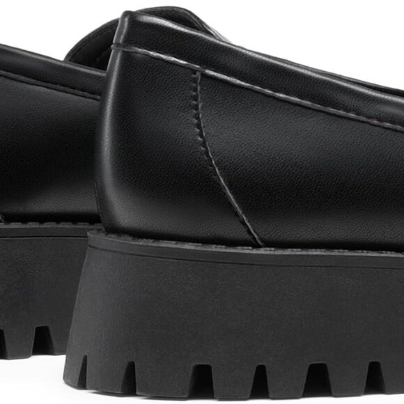 Women's Faux Leather Platform Loafers 8 Casual Dressy Anti-Skid Slip-On - Picture 3 of 8